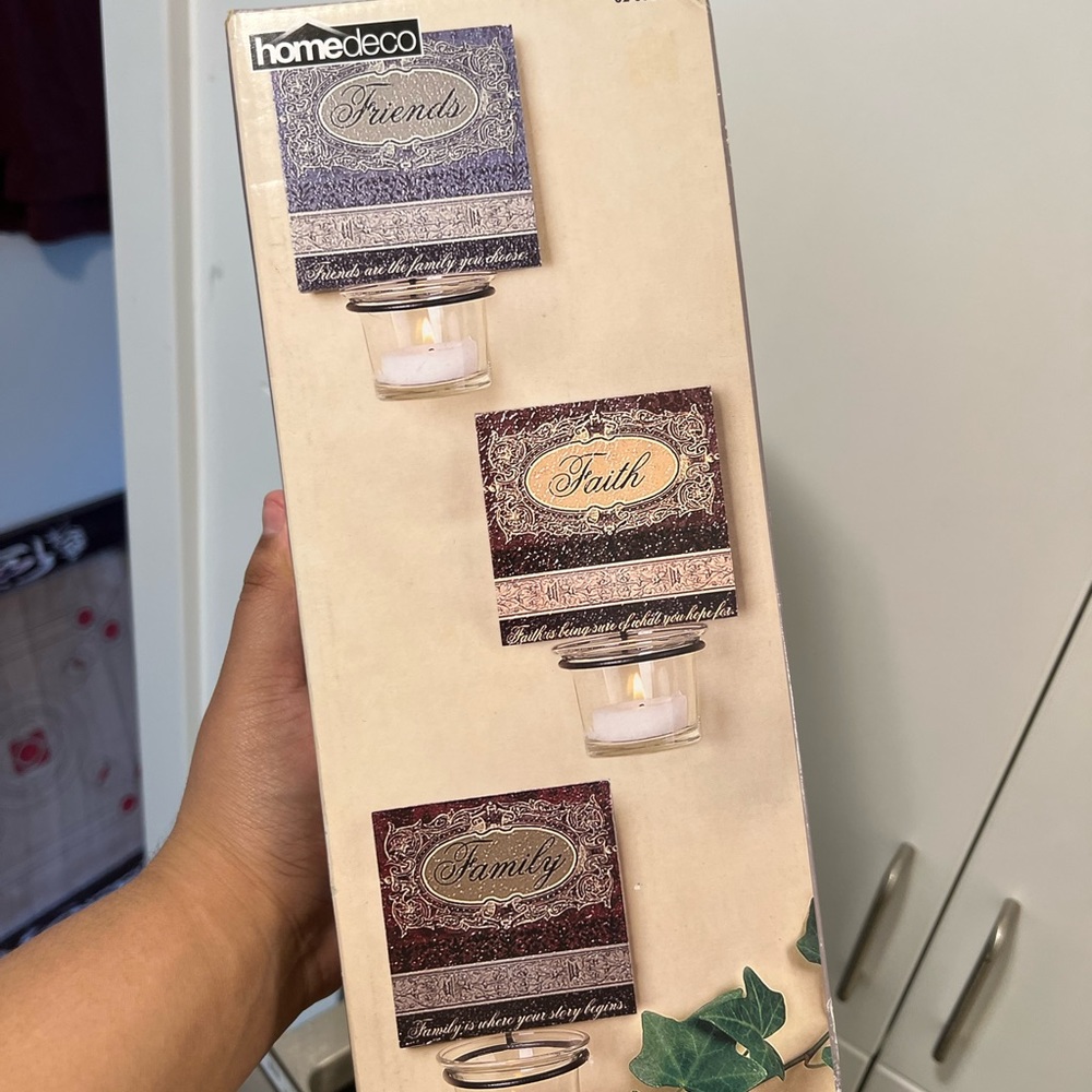 3 Tea Light Candle holding Wall Sconces Set